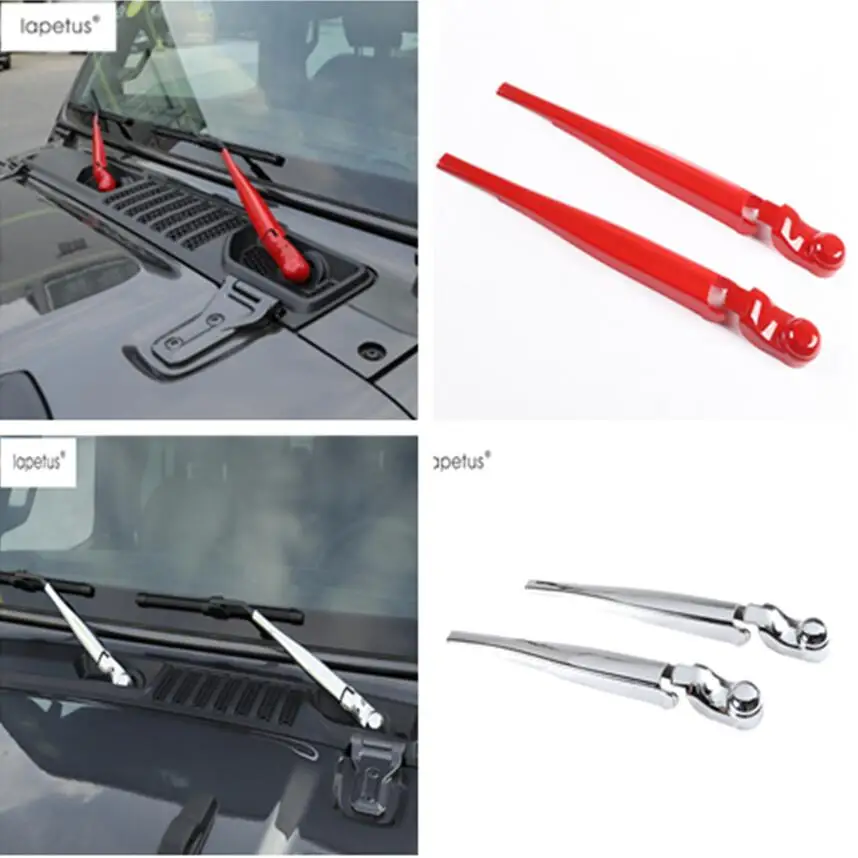 

Lapetus Accessories Fit For Jeep Wrangler JL 2018 2019 Front Head Windshield Window Windscreen Rain Wiper Molding Cover Kit Trim