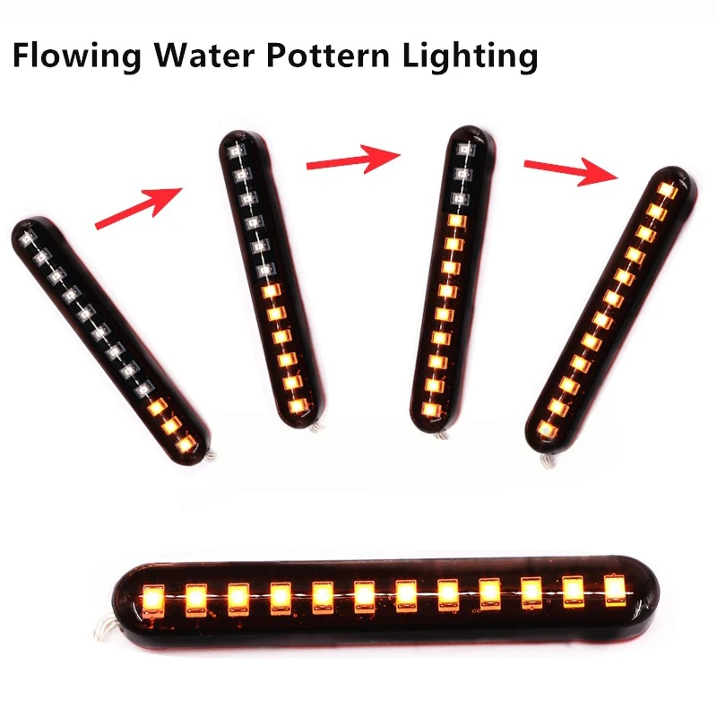 

New Arrival 2pcs 12LED Motorcycle Signal Lights Flowing Water Pottern Lighting Signal License Plate Light Bar Strip