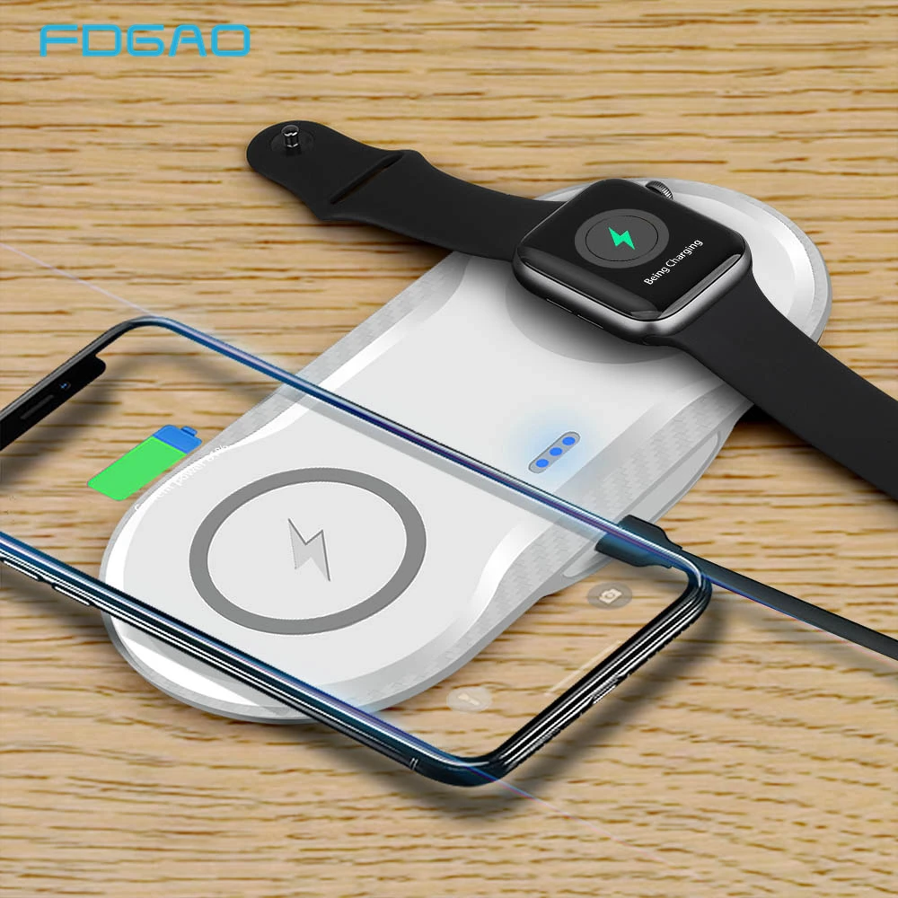 

FDGAO Qi Wireless Charger For iPhone XS Max XR X 8 Samsung S9 S8 10W Fast Charging Pad USB QC 3.0 Adapter For Apple Watch 4 3 2
