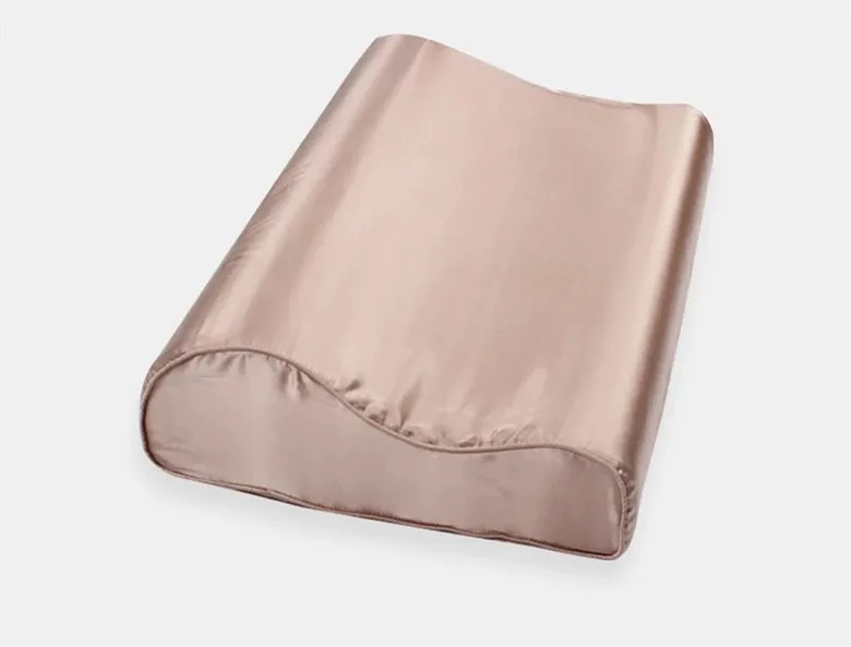 Mulberry Silk 25 mm Ivory Champagne Pink Purple Colors Double Silk Latex pillow cases 30x50 cm or 40x60 cm 2 PCs On Sale - Цвет: Bean paste