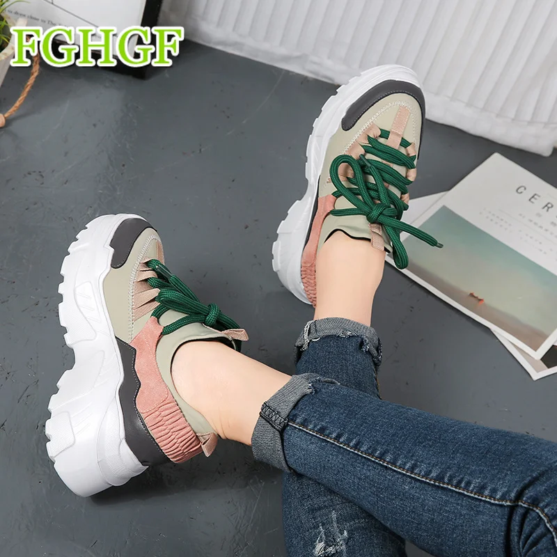 

2018 Breathable Mesh Women Casual Shoes Vulcanize Female Fashion Sneakers Lace Up Soft High Leisure Footwears