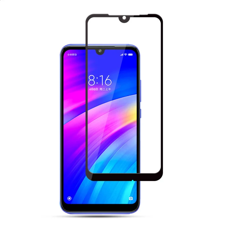 Закаленное стекло с полным покрытием для Xiaomi Redmi 7 защита экрана Защитная пленка 6