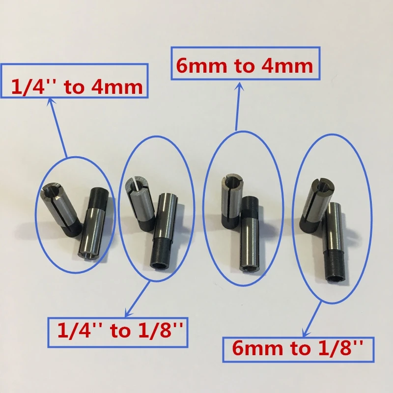 

collet nut convert transfer adapter 1/4 4mm 1/8 replacement for Makita 3701 3708FC 3708F 3707FC 3706 3707F 3705 3703 3700B 3700D