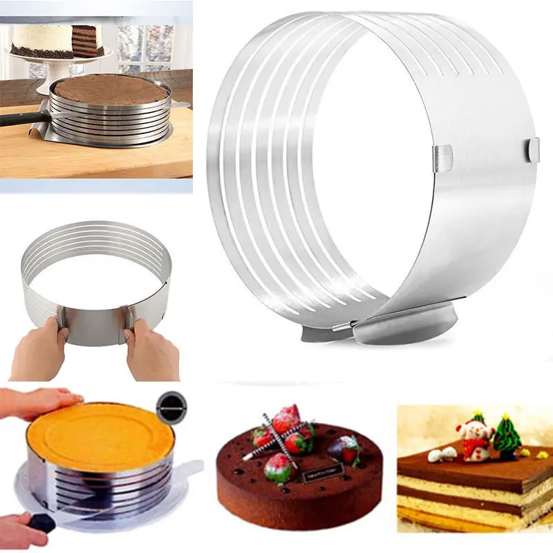 

Adjustable Layer Cake Mousse Slicer Slicing Mould Bakerware Tool Round Cutter