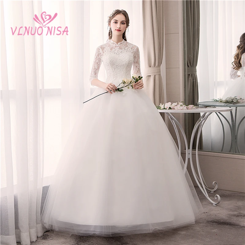 Элегантное белое кружевное свадебное платье с нашивки Vestido De Noiva Плюс Размер