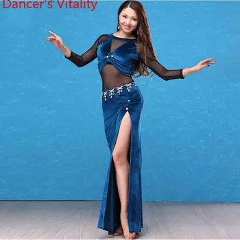 

Winter Fashion Belly Oriental Indian Dance Costume Long Sleeves Perspective Dress Woman Lady Girls Practice Performance Dancewea