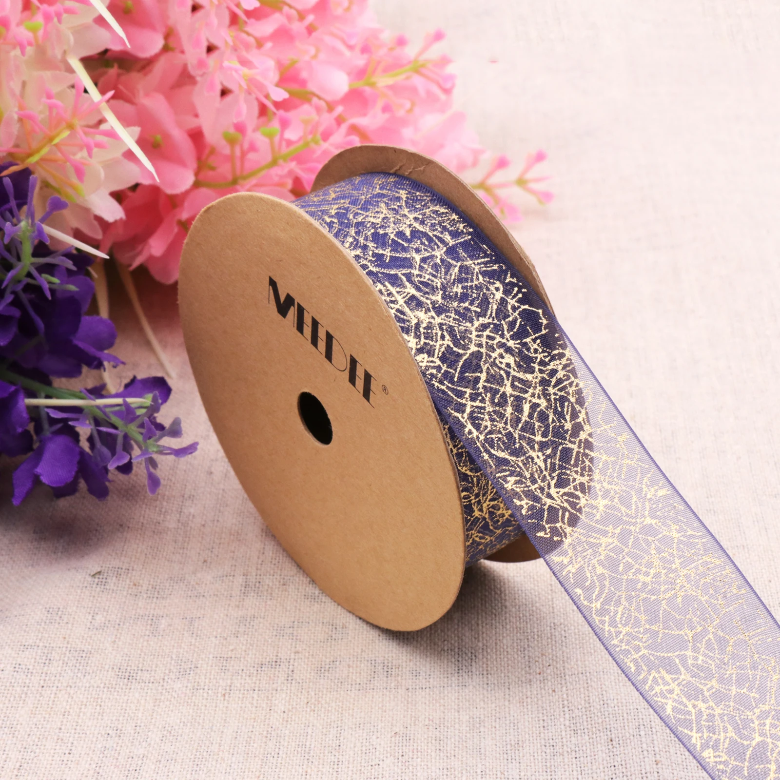 

(25mmx5yard) Gift Box Organza Ribbon Gold Foil Snow Yarn Ribbon Girls Favor DIY Accessories Wedding Party Decorations Supplies
