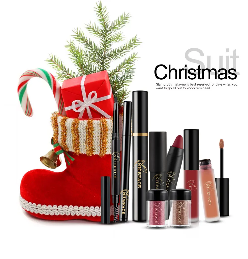 9Pcs Cosmetics Makeup Set Powder Eye Makeup Eyebrow Pencil Curling Mascara Sexy Matte Lipstick Pen Tool Kit for Daily Use (11)