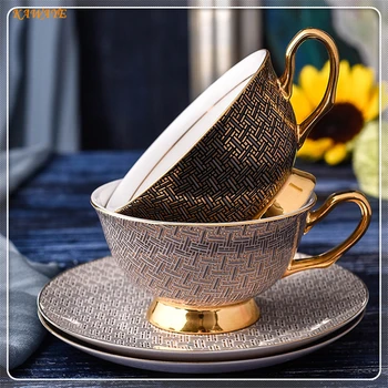 

1 set European Style Afternoon Cup Saucer High-Grade Bone China Coffee Cup And Saucer Ceramic Cup Cup of coffee 5ZDZ456
