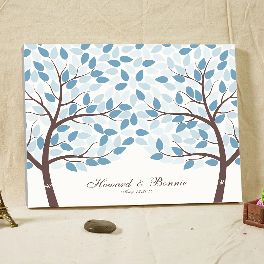 custom name signature guestbook tree fingerprint wood frame wedding guest book alternative blue custom name signature guestbook tree fingerprint wood frame wedding guest book alternative blue