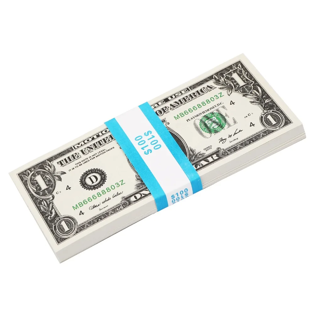 

One Dollar Full Print Prop Money 20 Stack total amount $2000
