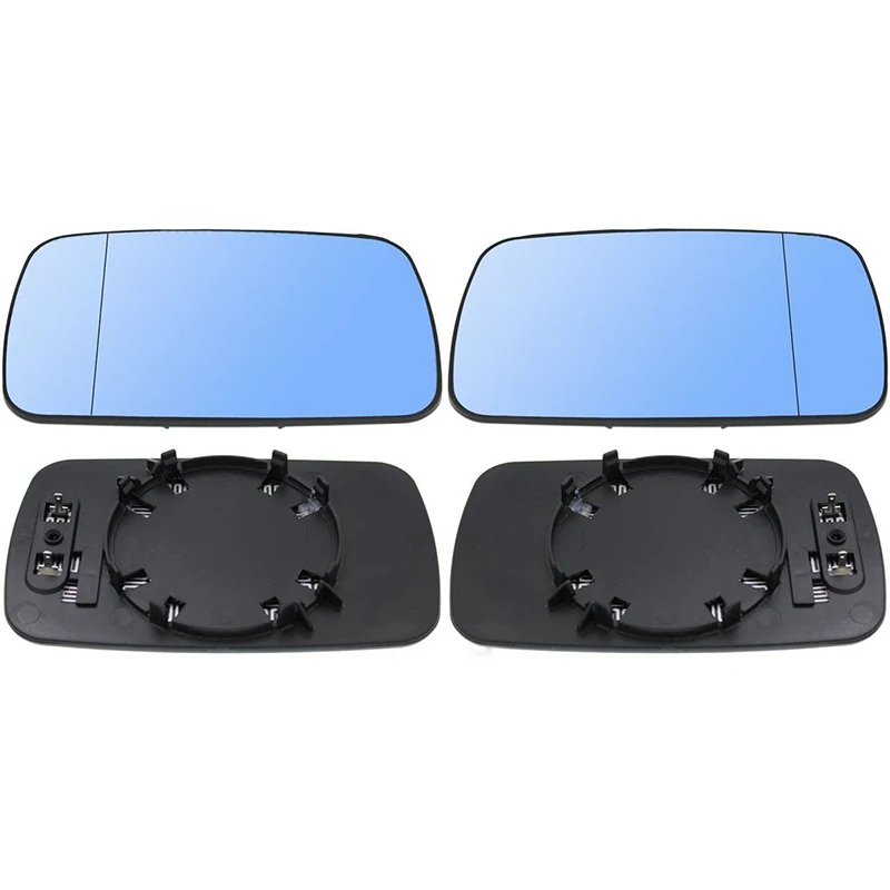 

Car Auto Left Right Blue Tinted Heat Mirror Glass Parts Set Kit For BMW E39 E46