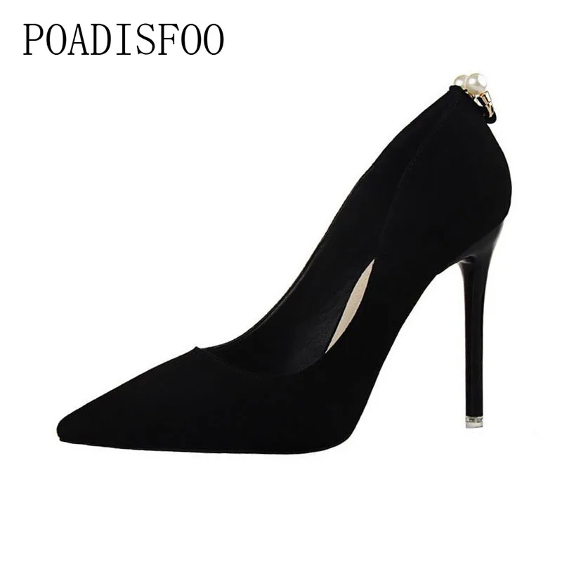 

High Heel Suede Pointed Pearl Single Shoes Fashion Sweet Delicate Elegant Shoes Fine With .PSDS-740-6