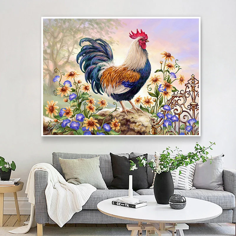 100% Full 5D Diy Diamond Painting &quotMorning Rooster&quot 3D Round Rhinestones Embroidery | Дом и сад