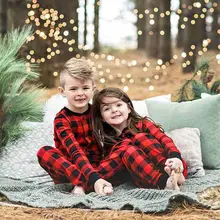 

Family Matching Pajamas SetBear Red Plaid Long Sleeve Adult Women Kid Baby Sleepwear Parent-child Sleep Jumpsuit Intimate suit