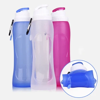 

Silicone Foldable Water Bottle 500ml Top Grade Silicone Water Bottles for Travel Outdoor Sport Drop Shipping