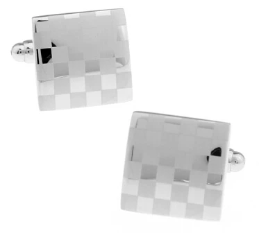 Лазерні запонки сріблястого кольору з гравіюванням серії з лазерним гравіюванням у клітку Sudoku Design Чоловічі мідні запонки оптом