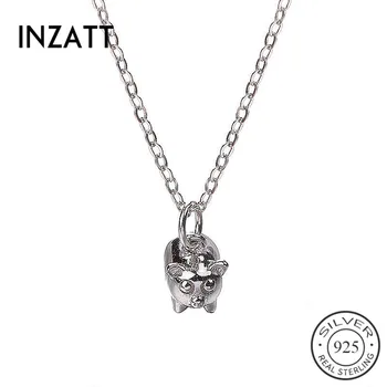 

INZATT Real 925 Sterling Silver Zodiac Pig Ethnic Pendant Necklace For Fashion Women Party Fine Jewelry New year 2019 Cute Gift