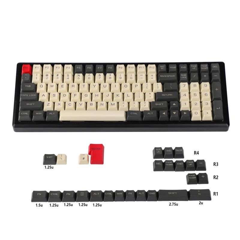 Gray Beige 125 keys YMDK 96 84 лазерная гравировка ANSI ISO OEM профиль толстый PBT Keycap для MX механическая клавиатура YMD96 RS96 YMD75 KBD75 FC980M - Цвет: Gray Beige 125 keys