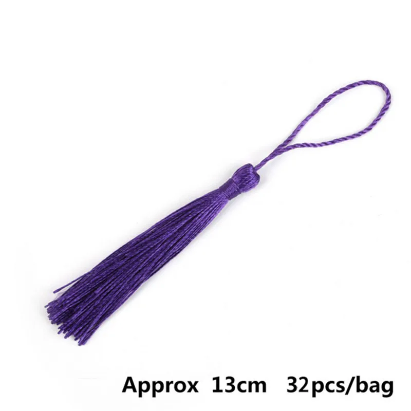 Высокое качество 32 шт./упак. 13 см красочные полиэстер, шелк кисточки Ленточки подвесные шторы для украшения дома Швейные одежды - Цвет: Purple