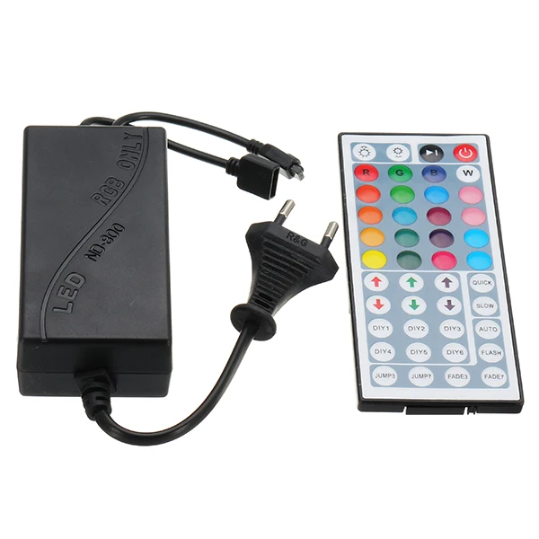 

High Quality AC100-240V to DC12V 5A 60W EU Plug Power Adapter with 44Keys IR Remote Control for RGB LED Strip
