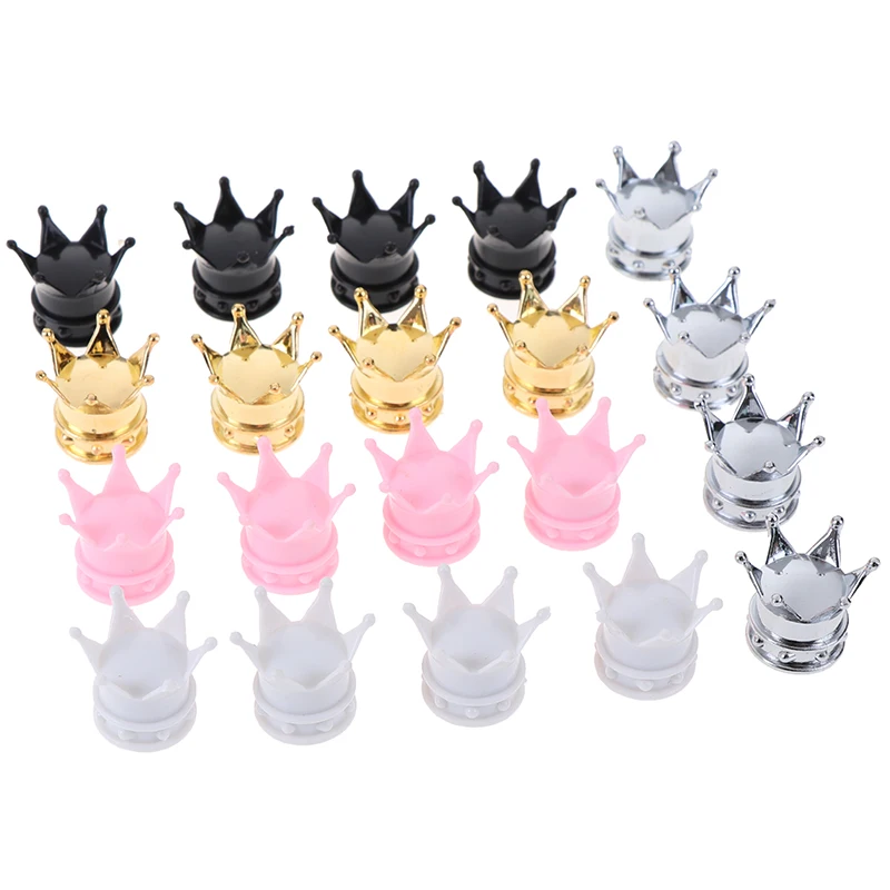 4pcs/lot Bicycle Tire Valve Caps Universal Dustproof Gold Crown Tyre Wheel Stem Air Valve Caps Tire Valve Auto Truck Bike
