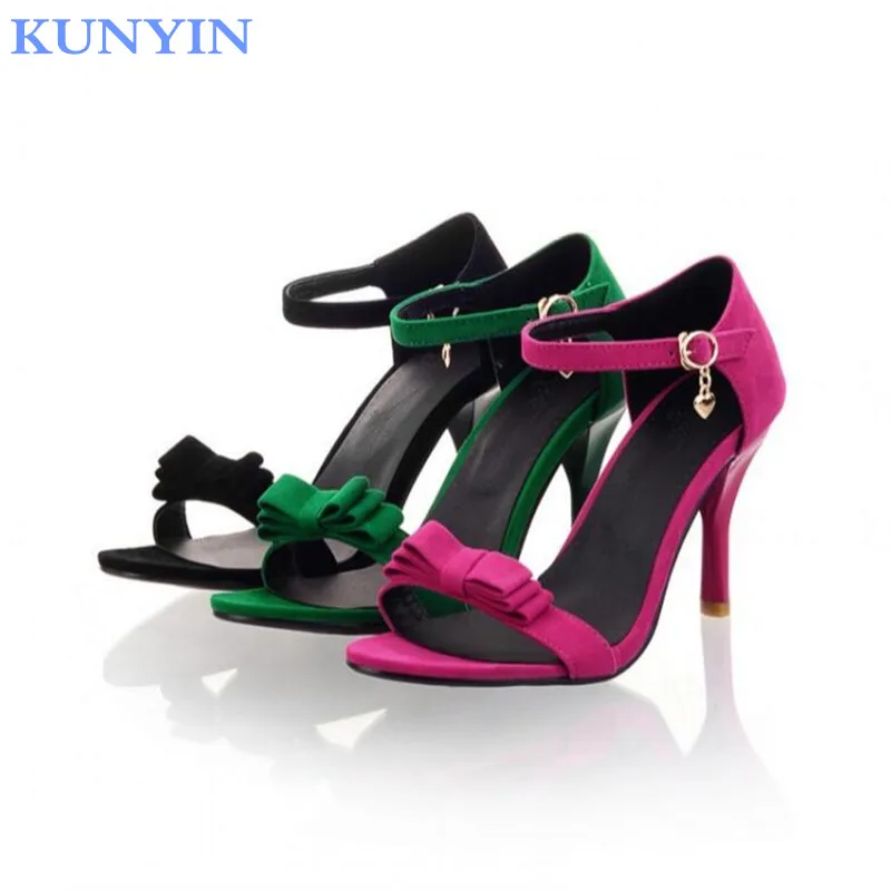 

2017 Women 's plus size new simple frosted open toe with high - heeled toe sandals Ms. toe free shipping KUNYIN