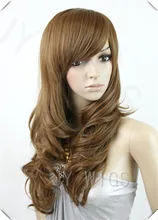 Fashion New Womens Girls Cosplay Long Wavy Curly Full Bangs Hair Party Wig Wigs Side Fringe