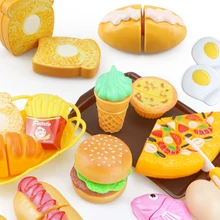 12pcs Children’s Kitchen Toys Pretend Play Cutting Toy Fast Food Kit Miniature Hamburgers Bread Education Toy For kids