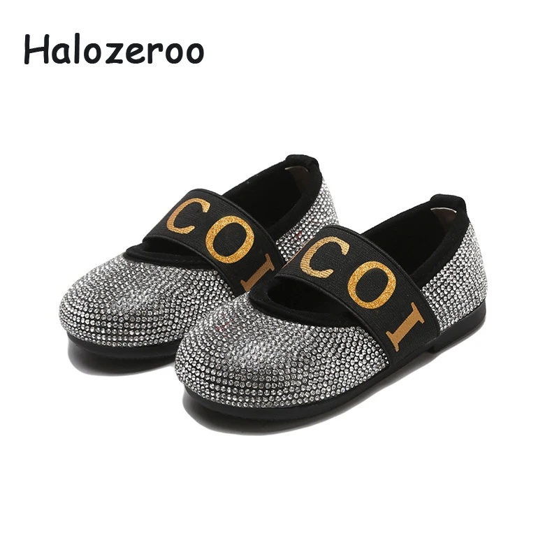 

Spring New Baby Girls Black Shoes Children Rhinestone Flats Toddler Princess Shoes Brand Soft Shoes Kids Sweet Mary Jane 2019