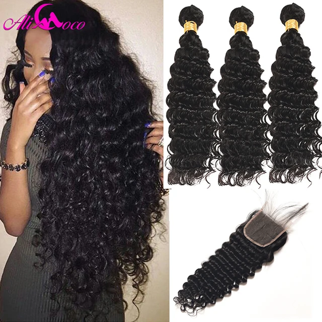 Best Offers Ali Coco Brazilian Deep Wave 3 Bundles With Closure 100% Human Hair Bundles With Baby Closure 4*4 Non Remy Hair Extensions Best Offers Ali Coco Brazilian Deep Wave 3 Bundles With Closure 100% Human Hair Bundles With Baby Closure 4*4 Non Remy Hair Extensions