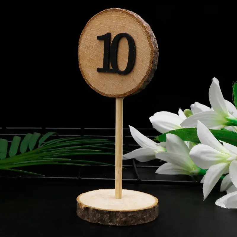 1-10 деревенский деревянный стол с номерами ломтики палочка подставка База сиденья карты Декор Ретро Свадебные принадлежности