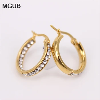 

Stainless steel 20mm-55mm diameter earrings Inside and outside transparent crystal earrings Exquisite For Women LH588