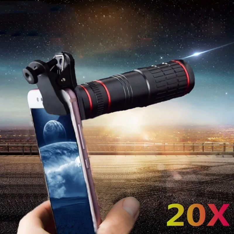 

LISHE Universal 20X Telescope Optical Zoom Mobile Phone Lens For IPhone Samsung Huawei Smartphones Clip Telefon Camera Lens