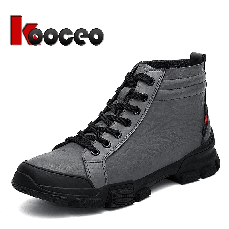

Men's Ankle Boots Cotton-Padded Chukka Boots Winter Leather Warm Outdoor Safety Work Shoes Lace-Up High-top 6 inch Top Quality