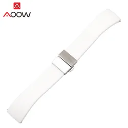 Soft Silicone Quick Release Watch Band with Butterfly Buckle - Premium Quality Strap Accessories for 22mm (White)