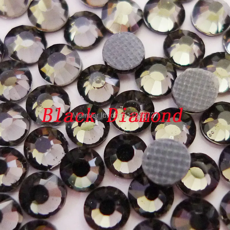 

SS6-SS30 Black Diamond Flatback iron on Hot-Fix Crytal DMC Rhinestone with glue loose bead for Bag shoe Clothing nail decoration