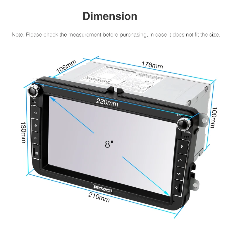 Perfect Pumpkin 2 Din 8" Car Radio 2GB RAM Android 7.1 GPS Navigation Car Stereo Audio For VW/Skoda/Seat/Golf Radio Video Player NO DVD 21