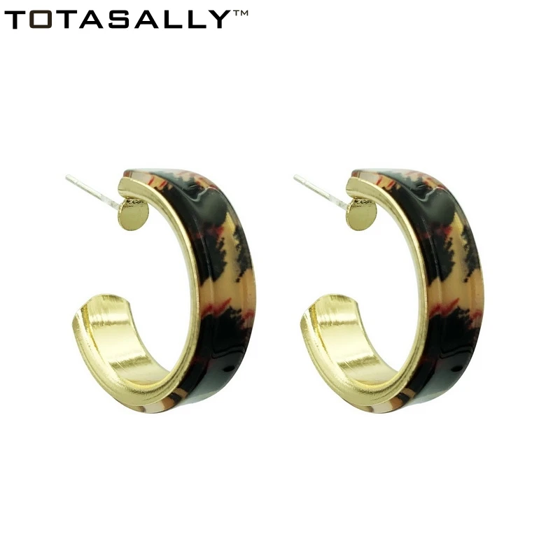 

TOTASALLY Trendy Open Hoop Earrings Woman Vintage Baroque style Textured Acrylic C Ear Hoops DropShipping Earrings Jewelries