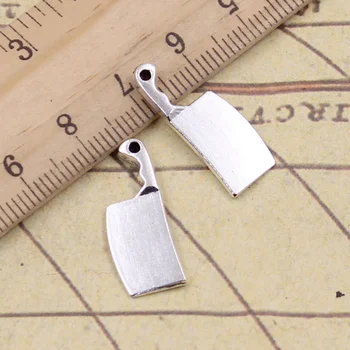 

30pcs Charms Kitchen Knife Meat Cleaver 23x9mm Tibetan Bronze Silver Color Pendants Crafts Making Findings Antique DIY Jewelry