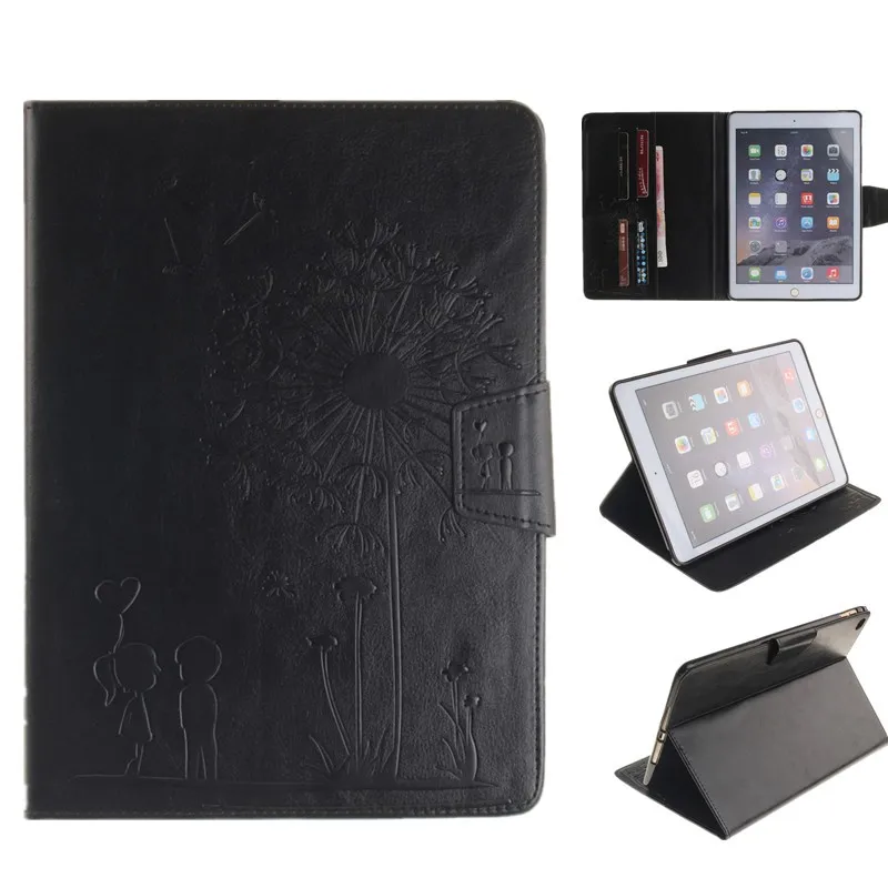 Tablet Cover For Apple Ipad Air 2 Case Magnet Stand Wallet Flip Embossing Lovers Dandelion Luxury Retro Card Holder For IPad 6 (70)