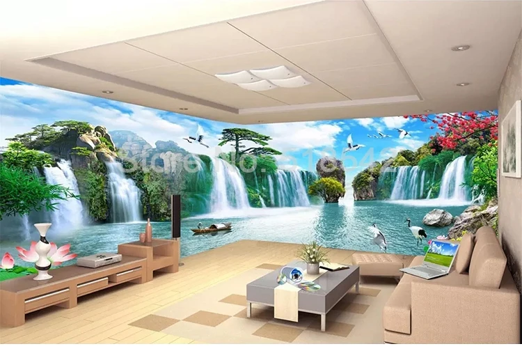 estar, estilo chinês, montanha paisagem de água,