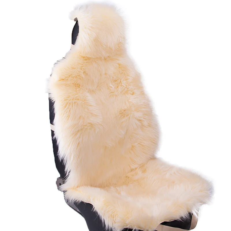 Чехлы 1 шт., длинные чехлы для сидений из искусственного меха, универсальные чехлы для автомобильных сидений из искусственного плюша, зимние милые плюшевые подушки для сиденья LFFS02 - Название цвета: 1x Beige Seat