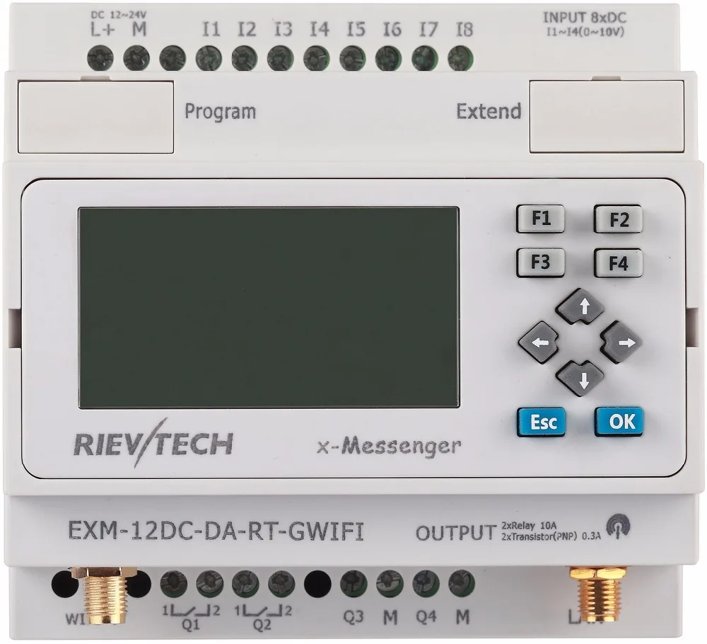 Wifi PLC, идеальное решение для дистанционного управления и мониторинга и тревожных приложений, EXM-12DC-DA-RT-G wifi(белый