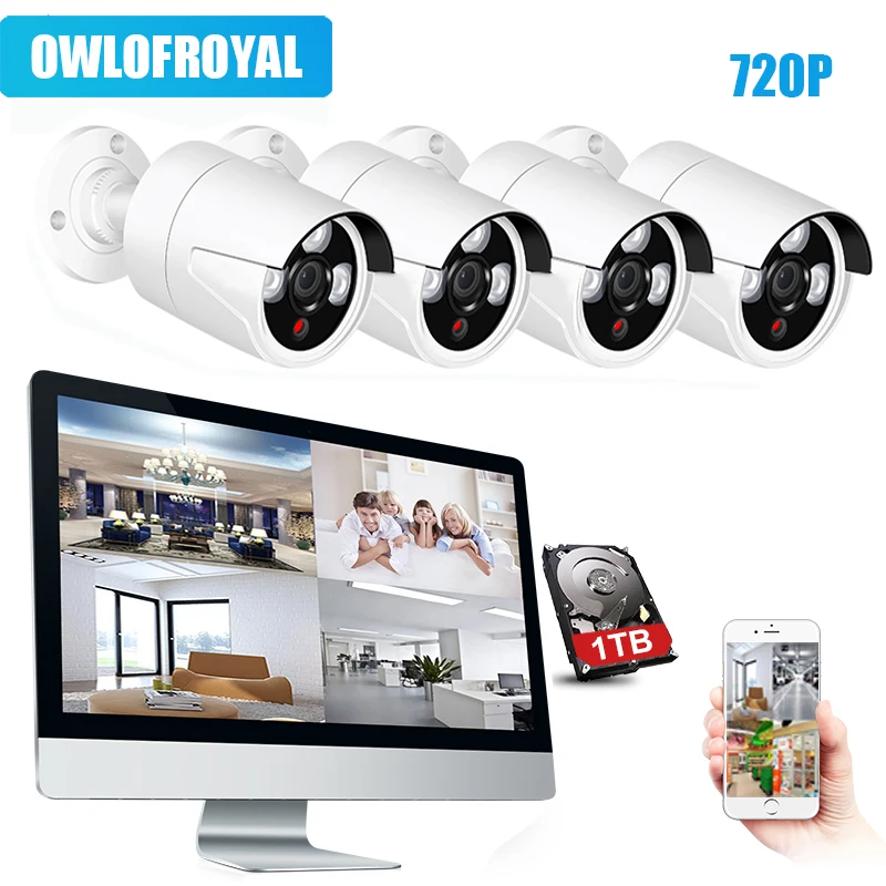 

IMPORX 4CH 720P Wireless NVR Kit With 13" LCD Monitor Screen Wifi CCTV System 1.0MP IP Camera Outdoor Security Surveillance Kit