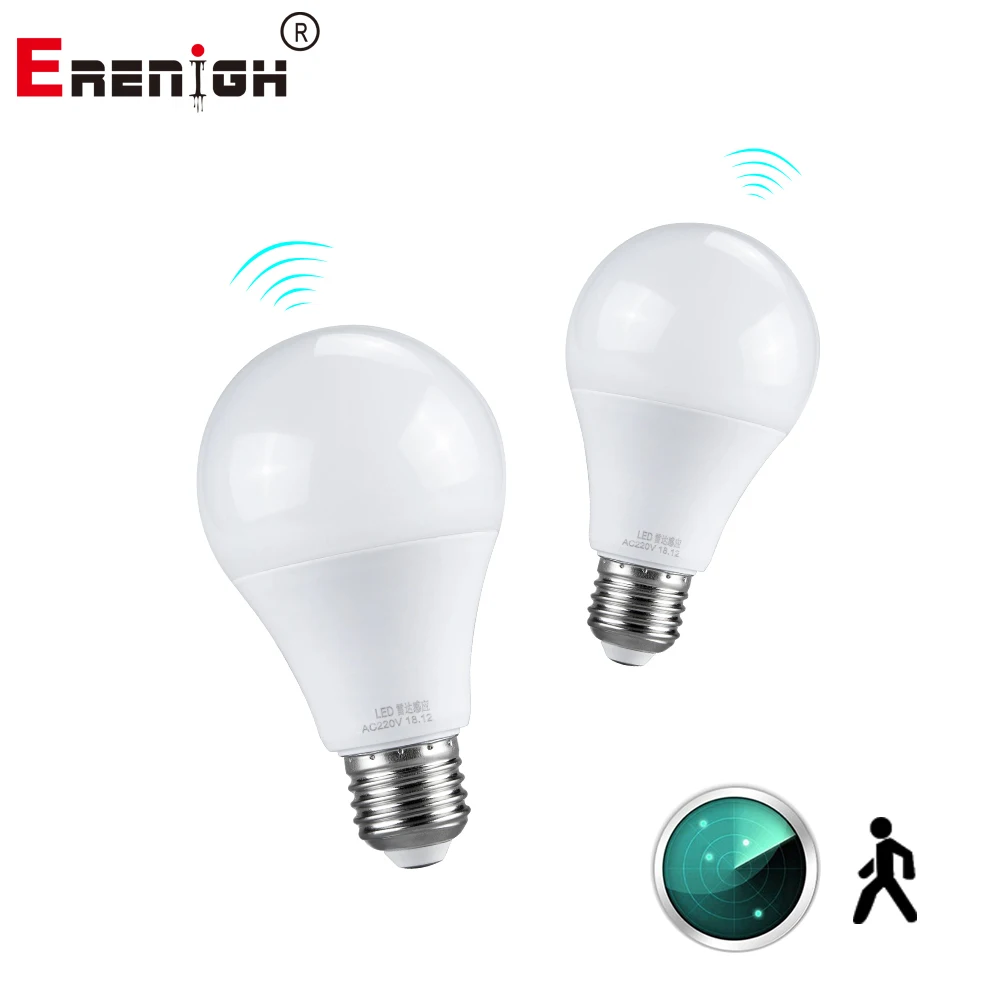 

Erenigh E27 LED Bulb AC 220V Radar Motion Sensor Light 10W 15W 20W Emergency Smart Lamp Lighting For Home Toilet Hallway Garden