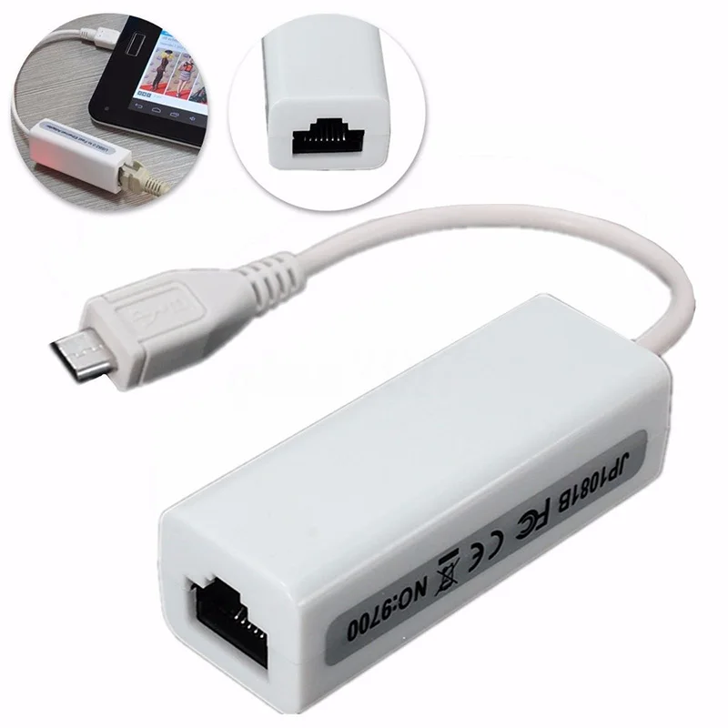 

Micro USB 2.0 5P to RJ45 Networks Lan Ethernet Cable Converter Adapter for Tablet PC XR649