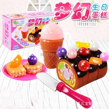 Kids fruit kitchen toys set Birthday gift pretend play game toy new children miniature food plastic fruit cake toys brinquedos