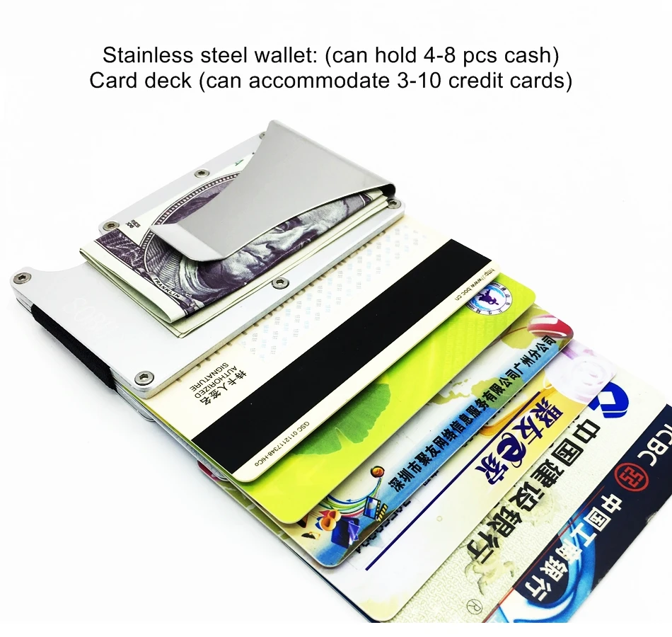 Алюминиевый зажим для денег RFID Мини Тонкий кошелек металлический Бизнес Кредитная карта ID держатель с анти-главный Чехол протектор H034