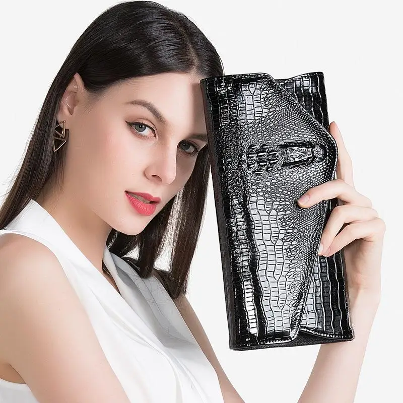 

WERAIMJX Fashion Crocodile Pattern Leather Handbag Lady Envelope Shoulder Messenger Bag Female Small Evening Day Clutch